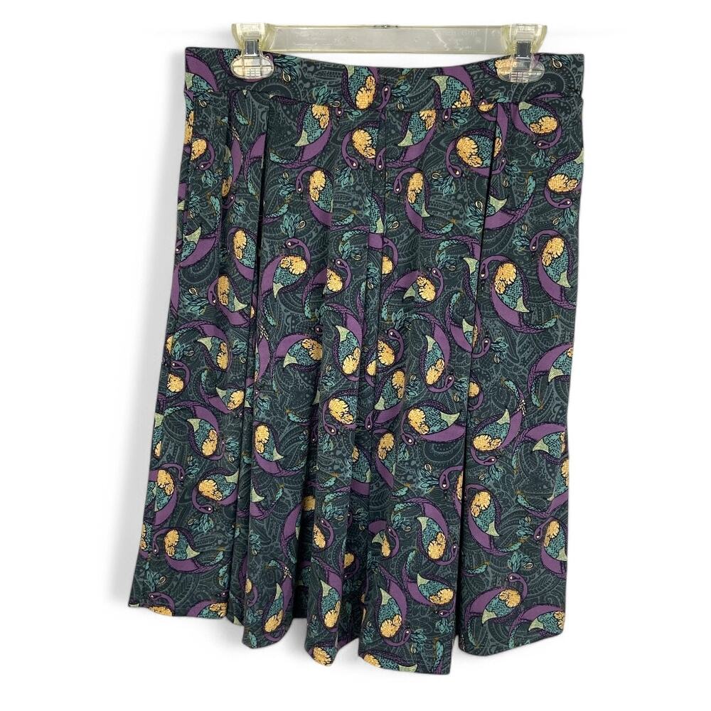 LuLaRoe Madison Skirt Purple Peacock Print Womens Large - Picture 5 of 5